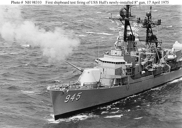 USS HULL (DD945) fires the Mk71 8