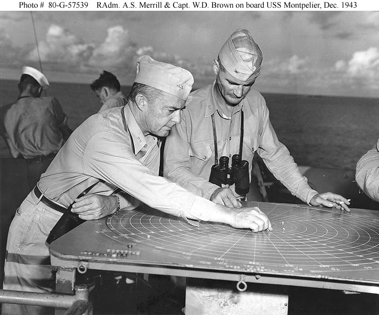 RADM Aaron Merrill, USN planing operations off the Solomon Islands in 1943