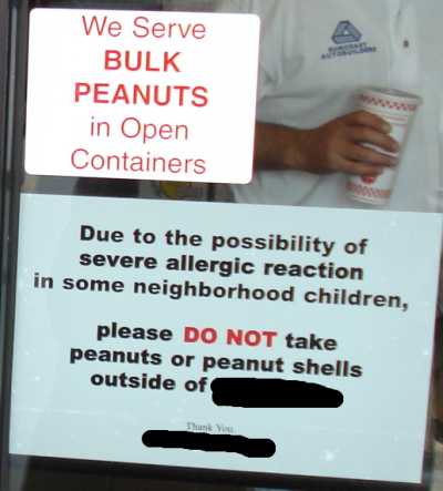 Peanuts in here warning